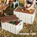 Gardeon 50L Collapsible Storage Box Stackable Plywood Lid Beige