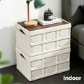 Gardeon 50L Collapsible Storage Box Stackable Plywood Lid Beige