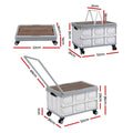 Gardeon 54L Storage Box Collapsible Stackable Wheels Beige