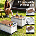 Gardeon 54L Storage Box Collapsible Stackable Wheels Beige