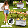 Gardeon 54L Storage Box Collapsible Stackable Wheels Beige