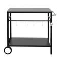 Weisshorn BBQ Camp Party Table, Garden Backyard Outdoor Cart Stainless Steel Prep Table Mobile Kitchen Trolley Heavy Duty with Wheels Tank Holder Hooks, Black