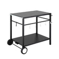 Weisshorn BBQ Camp Party Table, Garden Backyard Outdoor Cart Stainless Steel Prep Table Mobile Kitchen Trolley Heavy Duty with Wheels Tank Holder Hooks, Black