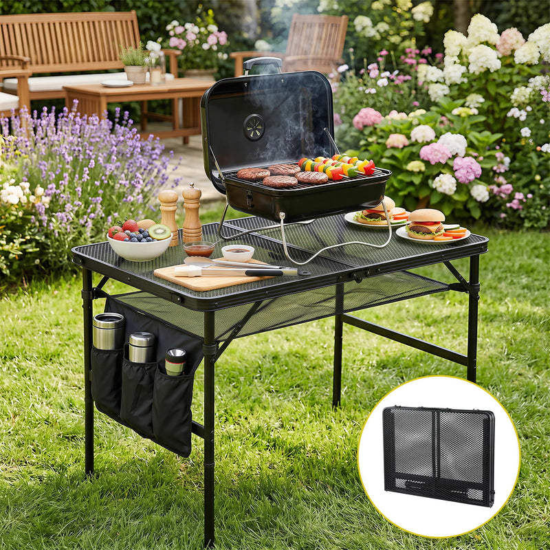 Gardeon BBQ Camp Table 90x60cm Portable Foldable Grill Outdoor Metal