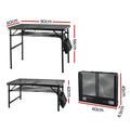 Gardeon BBQ Camp Table 90x60cm Portable Foldable Grill Outdoor Metal