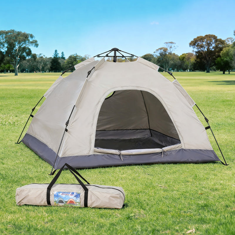 Weisshorn 2 Person Pop Up Camping Tent Instant Beige Hiking