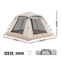 Weisshorn Camping Tent Family Shelter 210D Oxford Fabric Awning 210cm Khaki