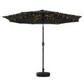 Instahut 2.9m Market Umbrella Black with Base String Light