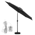 Instahut 2.9m Market Umbrella Black with Base String Light