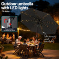Instahut 2.9m Market Umbrella Tilt String Light Charcoal