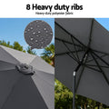 Instahut 2.9m Market Umbrella Tilt String Light Charcoal