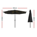 Instahut 2.9m Market Umbrella Tilt String Light Black