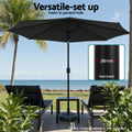 Instahut 2.9m Market Umbrella Tilt String Light Black