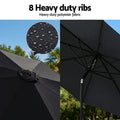 Instahut 2.9m Market Umbrella Tilt String Light Black