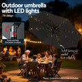 Instahut 2.9m Market Umbrella Tilt String Light Charcoal