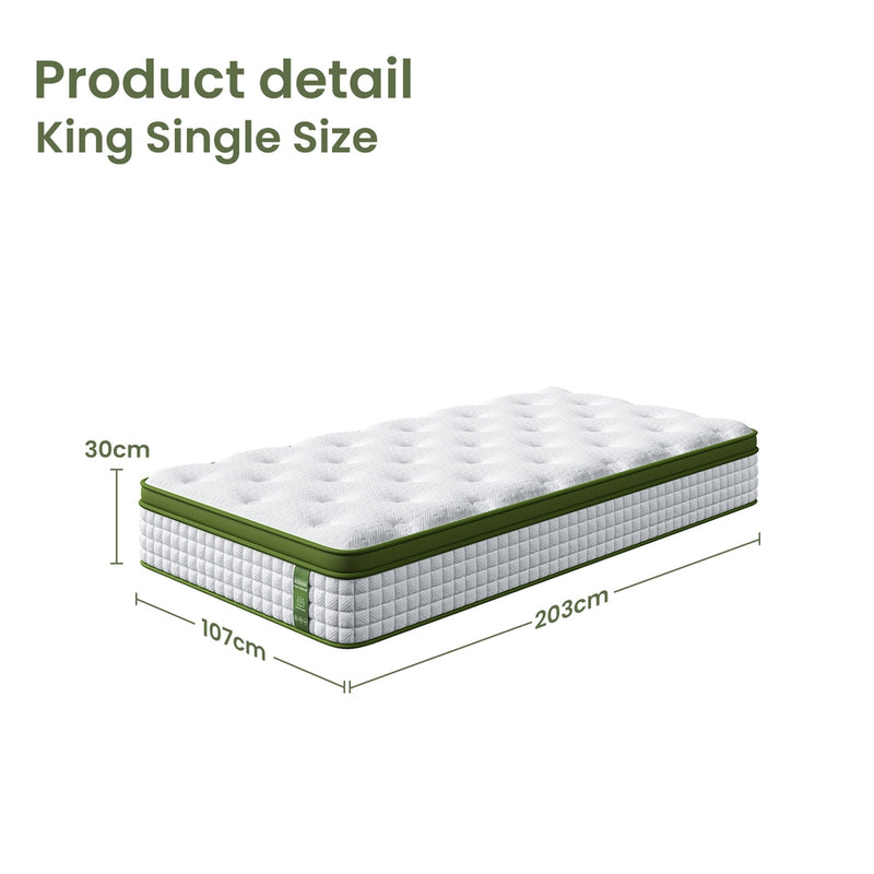 BedStory KING SINGLE 30cm Hybrid Mattress Gel Memory Foam 5 Zone