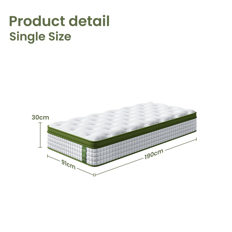BedStory Single 30cm Hybrid Mattress Cooling Gel Memory Foam 5 Zone