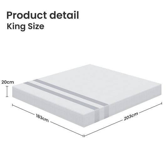 BedStory 20cm KING Gel Memory Foam Mattress Reversible Medium