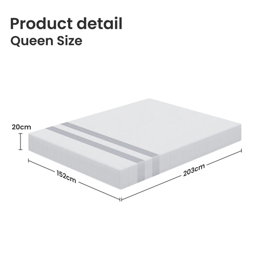 QUEEN Gel Memory Foam Mattress 20cm Medium Reversible Soft Firm