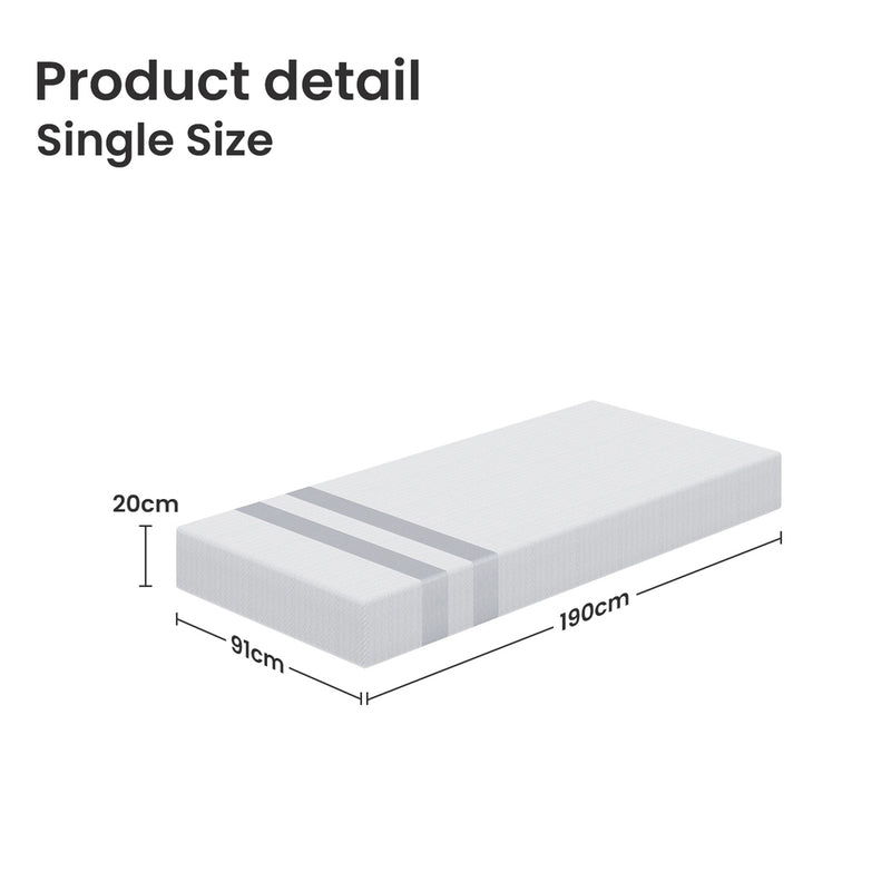BedStory 20cm Gel Memory Foam Mattress Single Reversible