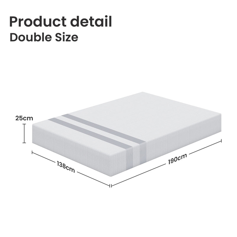 Gel Memory Foam Mattress 25cm DOUBLE Medium Firm Reversible