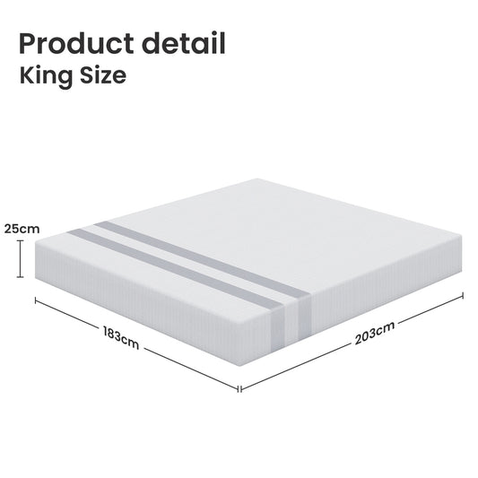 BedStory 25cm KING Gel Memory Foam Mattress Medium Firm