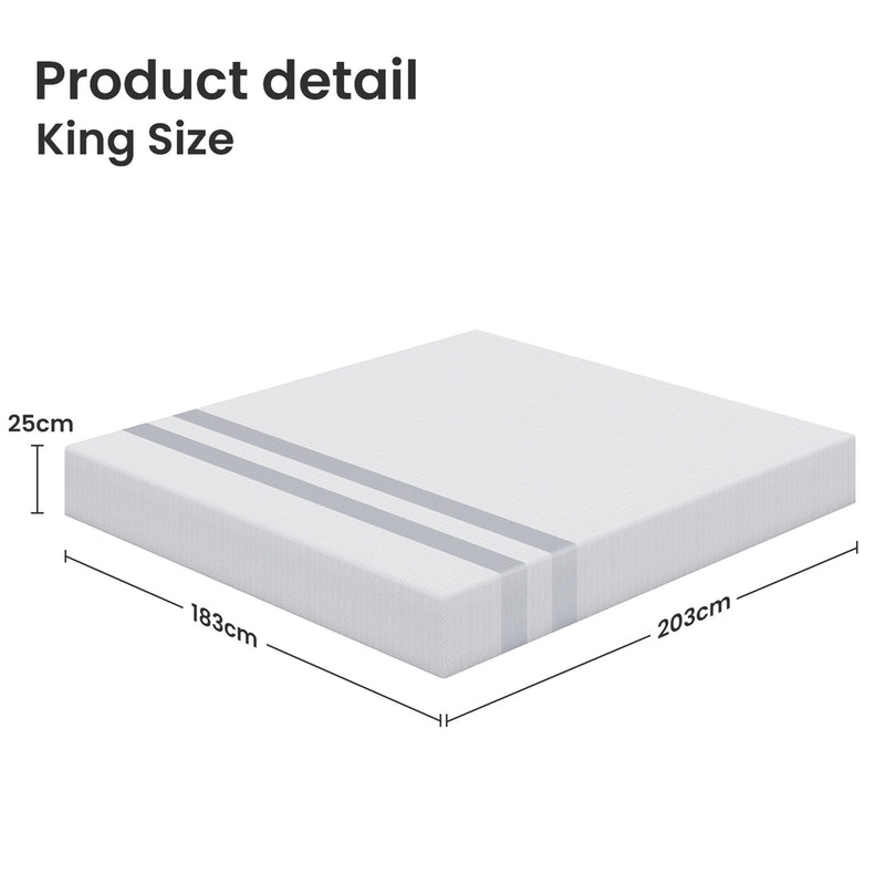 BedStory 25cm KING Gel Memory Foam Mattress Medium Firm