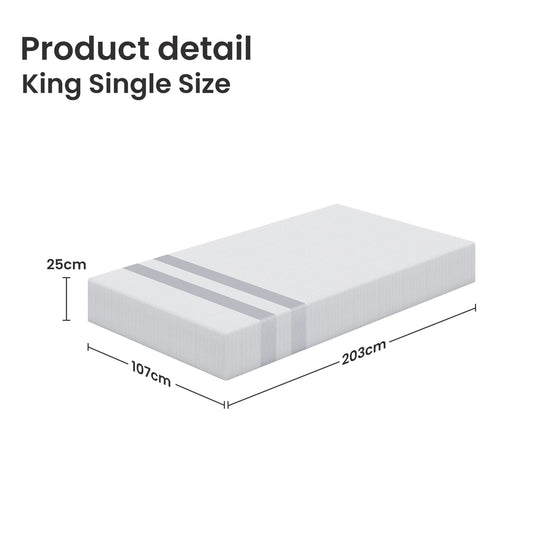 BedStory 25cm KING SINGLE Gel Memory Foam Mattress Medium Firm