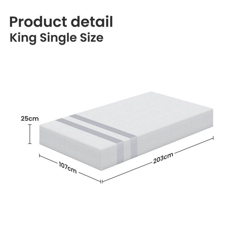 BedStory 25cm KING SINGLE Gel Memory Foam Mattress Medium Firm
