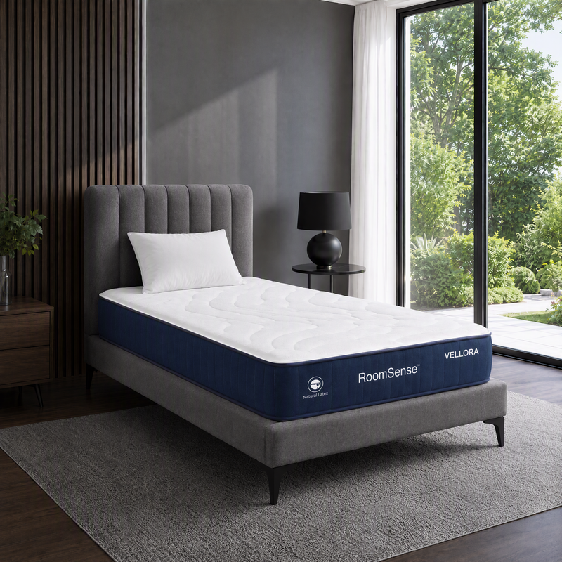RoomSense KING SINGLE Mattress , 30cm Medium Firm Hybrid Mattress with Latex Lumbar Support for Back Pain Relief , Pocket Spring Mattress KING SINGLE Size in a Box