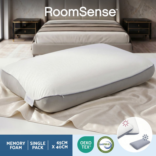RoomSense Cooling Memory Foam Pillow QUEEN 65x40cm Neck Support