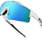 OutdoorMaster Hawk II Polarized Sports Sunglasses for Men Women, TAC 100% UV400 Protection TR90 Frame Cycling Sunglasses, Baseball Running Fishing Golf Glasses-White Frame+revo Blue Cat.3