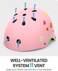 OutdoorMaster Youth & Kids Bike Helmet - Adjustable Multi-Sports Skateboard Helmet with Removable Liners for Balance Bike, Kids Scooter, One Wheel Hoverboard-Pink Flower-Large