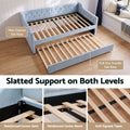 Artiss King Single Buttonless Tufted Daybed with Pull-Out Trundle, Light Blue