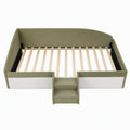 Artiss Single Upholstered Daybed, Centre Stair, Olive Green