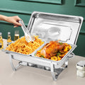 Alston 4.5LX2 Chafing Dish Set, Premium 410 Stainless Steel Buffet Warmer, Bain Marie Food Server with Fuel Holders & Lid, Stackable Catering Equipment for Hotels, Parties, Weddings & Banquets, Silver