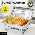 Alston 3LX3 Chafing Dish Set, Premium 410 Stainless Steel Buffet Warmer, Bain Marie Food Server with Fuel Holders & Lid, Stackable Catering Equipment for Hotels, Parties, Weddings & Banquets, Silver
