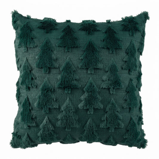 Jingle Jollys Christmas Tree Pillow Covers 2 Packs Cushion Covers Soft Faux Fur Jacquard Throw Pillow Covers 45 x 45cm Green