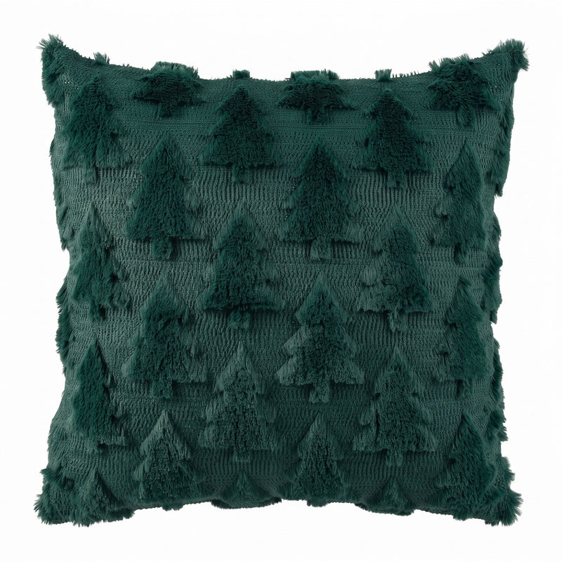 Jingle Jollys Christmas Tree Pillow Covers 2 Packs Cushion Covers Soft Faux Fur Jacquard Throw Pillow Covers 45 x 45cm Green