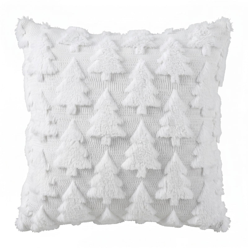 Jingle Jollys Christmas Tree Pillow Covers 2 Packs Cushion Covers Soft Faux Fur Jacquard Throw Pillow Covers 45 x 45cm White
