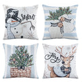 Jingle Jollys Christmas Cushion Covers Set of 4 Pillow Covers 45x45cm with 4 Cute Patterns Blue