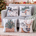 Jingle Jollys Christmas Cushion Covers Set of 4 Pillow Covers 45x45cm with 4 Cute Patterns Blue