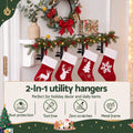 Jingle Jollys Christmas Stocking Set 4 Velvet Stockings 46.5cm & 4 No-Drill Holders