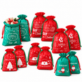 Jingle Jollys 12PCS Christmas Gift Bags Reusable Drawstring Candy Treats Bags 2 Sizes