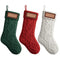 Jingle Jollys 3PCS Personalized Christmas Stockings with Leather Patches 16 Inch Knitted Solid Colour Xmas Decor For Fireplace Mantel, Christmas Tree, Home Decoration & Holiday Party Displays