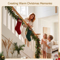 Jingle Jollys 3PCS Personalized Christmas Stockings with Leather Patches 16 Inch Knitted Solid Colour Xmas Decor For Fireplace Mantel, Christmas Tree, Home Decoration & Holiday Party Displays
