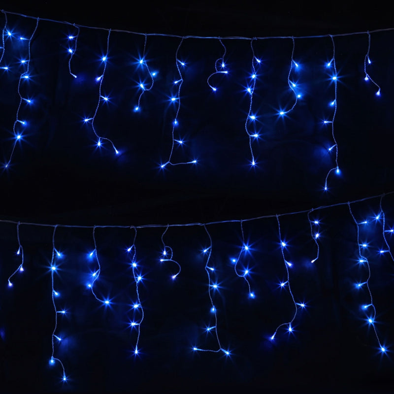 Jingle Jollys 32M Christmas Lights Solar Icicle String Lights 960 LED Blue