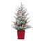Jingle Jollys 1M LED Christmas Tree Red Berries Flocked Potted