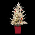 Jingle Jollys 1M LED Christmas Tree Red Berries Flocked Potted