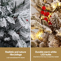 Jingle Jollys 1M LED Christmas Tree Red Berries Flocked Potted